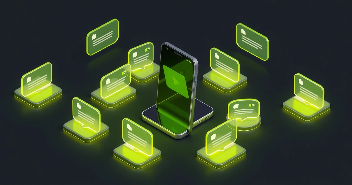 Celular ao centro recebendo várias mensagens de aplicativos diferentes, representando o número virtual para receber SMS de qualquer serviço